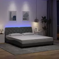 Lovos rėmas su LED be čiužinio, šviesiai pilkas, 180x200 cm