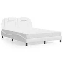 Lova, Viana, su čiužiniu, baltos spalvos, 140x200cm, dirbtinė oda