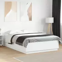 Lovos rėmas su LED, baltas, 150x200cm, apdirbta mediena