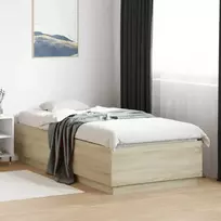 Lovos rėmas su LED, ąžuolo, 90x200cm, apdirbta mediena