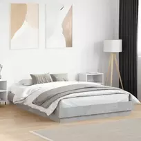 Lovos rėmas su LED lemputėmis, betono pilkos spalvos, 160x200cm