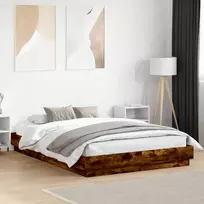 Lovos rėmas su LED lemputėmis, dūminio ąžuolo, 160x200cm