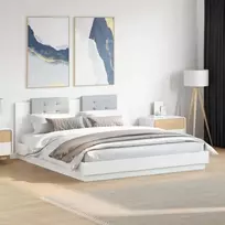 Lovos rėmas su galvūgaliu ir LED, baltos spalvos, 180x200cm