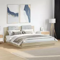 Lovos rėmas su galvūgaliu ir LED, ąžuolo spalvos, 180x200cm