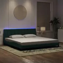 Lovos rėmas su LED be čiužinio, Hanko, tamsiai žalios spalvos, 200x200cm, aksomas
