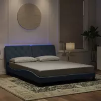 Lovos rėmas su LED be čiužinio, tamsiai pilkos spalvos, 160x200cm, aksomas