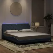 Lovos rėmas su LED be čiužinio, tamsiai pilkos spalvos, 180x200cm, aksomas