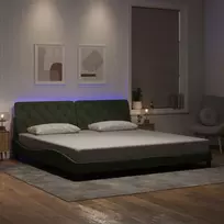 Lovos rėmas su LED be čiužinio, šviesiai pilkos spalvos, 200x200cm, aksomas