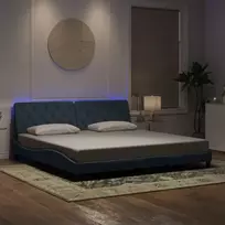 Lovos rėmas su LED be čiužinio, tamsiai pilkos spalvos, 200x200cm, aksomas