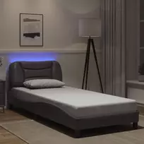 Lovos rėmas su LED be čiužinio, Hvar, pilkos spalvos, 90x190cm