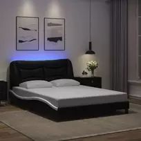 Lovos rėmas su LED be čiužinio, Hvar, juodas ir baltas, 120x200cm