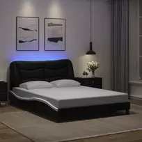 Lovos rėmas su LED be čiužinio, Hvar, juodas ir baltas, 140x200cm