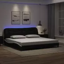 Lovos rėmas su LED be čiužinio, Hvar, juodas ir baltas, 200x200cm