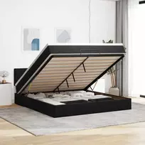 Osmanų lova su čiužiniu ir LED Juodas 160x200cm Velvet