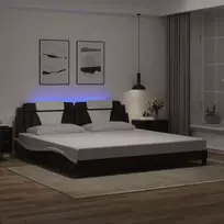 Lovos rėmas, Viana, su LED be čiužinio, juodas ir baltas, 200x200cm