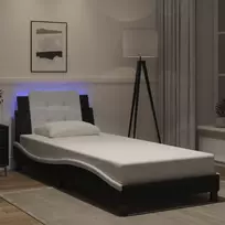 Lovos rėmas su LED be čiužinio, Zadar, juodas ir baltas, 90x190cm