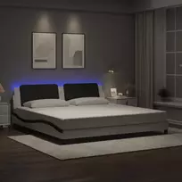 Lovos rėmas su LED be čiužinio, Zadar, baltas ir juodas, 200x200cm