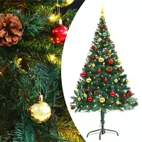 Dirbtinė apšviesta Kalėdų eglutė su žaisliukais, žalia, 150cm