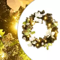 Kalėdinis vainikas su LED lemputėmis, juodos spalvos, 60cm, PVC