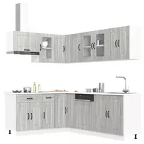 Virtuvinių spintelių komplektas, 11 dalių, Kalmar, pilka