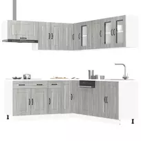 Virtuvinių spintelių komplektas, 11 dalių, Kalmar, pilka