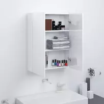 Veidrodinė vonios spintelė, balta, 60x15x75cm, MDF, blizgi