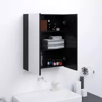 Veidrodinė vonios spintelė, juoda, 60x15x75cm, MDF, blizgi
