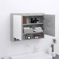 Veidrodinė vonios spintelė, betono pilka, 80x15x60cm, MDF