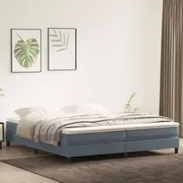 Box Spring Lova be čiužinio Tamsiai pilka 200x220 cm aksomas