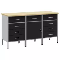 Darbo spinta su stalčių 3 pcs Juoda ir pilka 150 x 55 x 85 cm