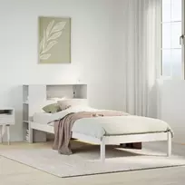 Lova su knygų spinta be čiužinio, balta, 75x190cm, pušis