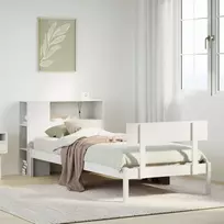 Lova su knygų spinta be čiužinio, balta, 75x190cm, pušis