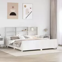 Lova su knygų spinta be čiužinio, balta, 180x200cm, pušis