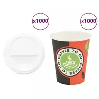popieriniai kavos puodeliai su dangteliais 1000 vnt 8oz 240ml