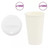 popieriniai kavos puodeliai su dangteliais 1000 vnt 16oz 400 ml