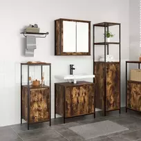 Vonios baldų rinkinys su lentyna 3 pcs Rūkyto ąžuolo ir juoda