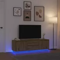 Televizoriaus spintelė su LED, artisano ąžuolas, 160,5x41x50 cm