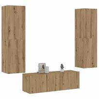 3 dalių sieninis televizoriaus spintelės komplektas Artisan Oak
