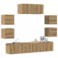 7 dalių sieninis televizoriaus spintelės komplektas Artisan Oak