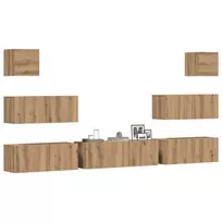 7 dalių sieninis televizoriaus spintelės komplektas Artisan Oak