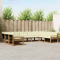 Lauko sofos komplektas su pagalve 9 pcs Natūralus ir grietinėlė