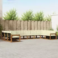 Lauko sofos komplektas 10 pcs Natūralus ir grietinėlė