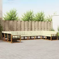 Lauko sofos komplektas 10 pcs Natūralus ir grietinėlė