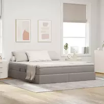Lova su daiktų laikymo vieta ir čiužiniu Taupe 180 x 200 cm