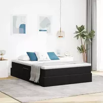 Lova su daiktų laikymo vieta ir čiužiniu Juoda 140 x 190 cm