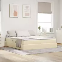 Lova su daiktų laikymo vieta ir čiužiniu Kreminė 180 x 200 cm