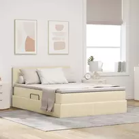 Lova su daiktų laikymo vieta ir čiužiniu Kremas 120 x 200 cm