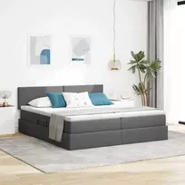 Saugos lova su čiužiniu Tamsiai pilka 180 x 200 cm Dirbtinė oda