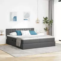 Saugos lova su čiužiniu Tamsiai pilka 180 x 200 cm Dirbtinė oda