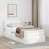 Lova su daiktų laikymo vieta ir LED Švari balta 90 x 200 cm